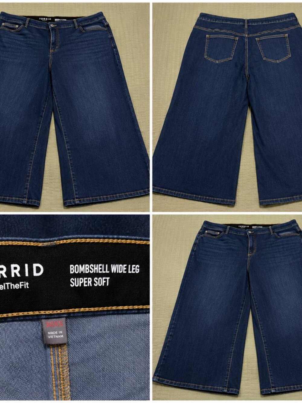 Torrid Bombshell Wide Leg Super Soft Jeans Size 30XS dark Wash